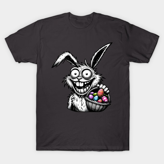 Crazy Easter Bunny Brings the Eggs T-Shirt by Ingridpd